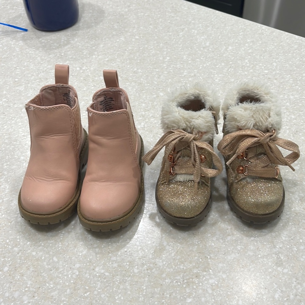 Old Navy Faux-Leather Boot Toddler Girls, Old Navy Gold Glitter Boot, Size 5
